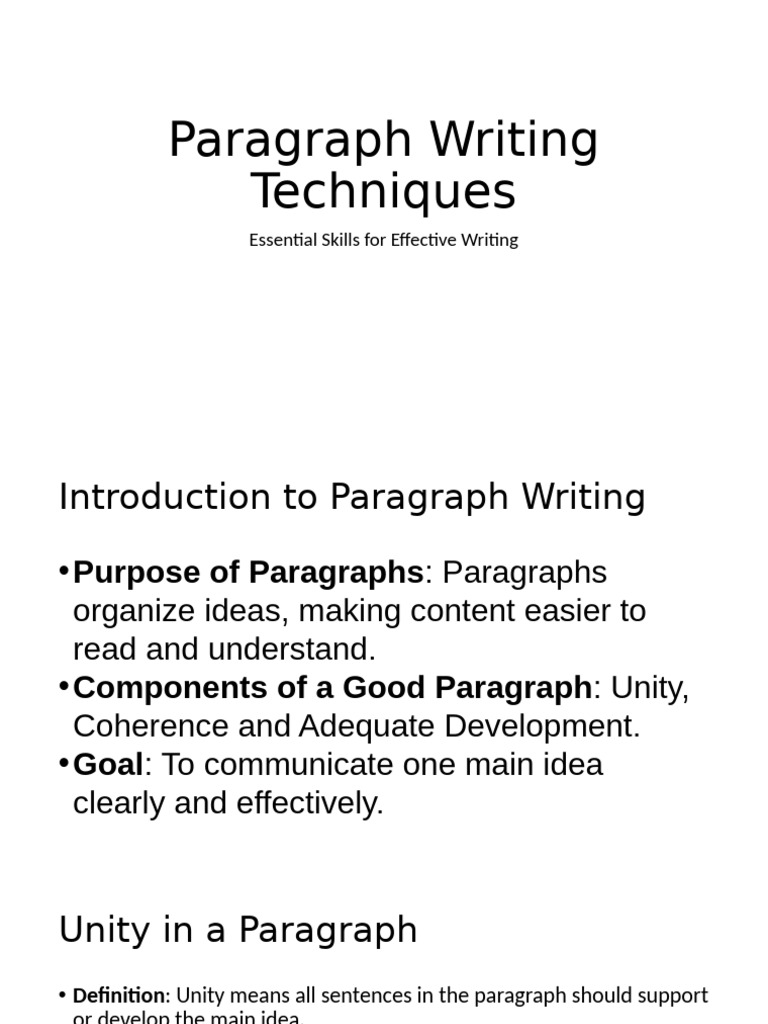 Paragraph Writing Techniques | PDF | Mental Health | Paragraph