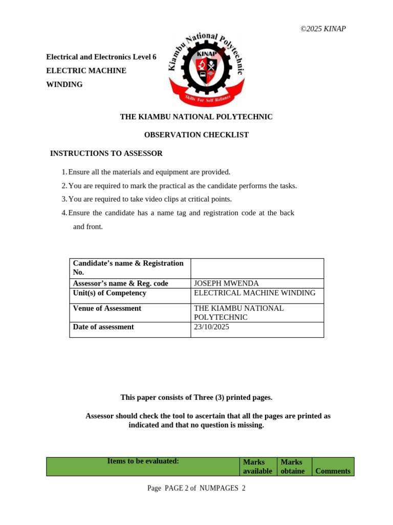 Motor Winding Checklist 3 | PDF | Electrical Engineering | Electrical ...
