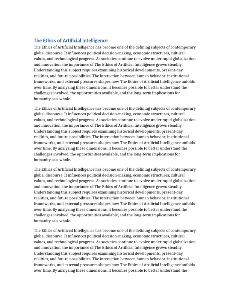 The Ethics of Artificial Intelligence 1500 Words | PDF | Intelligence ...