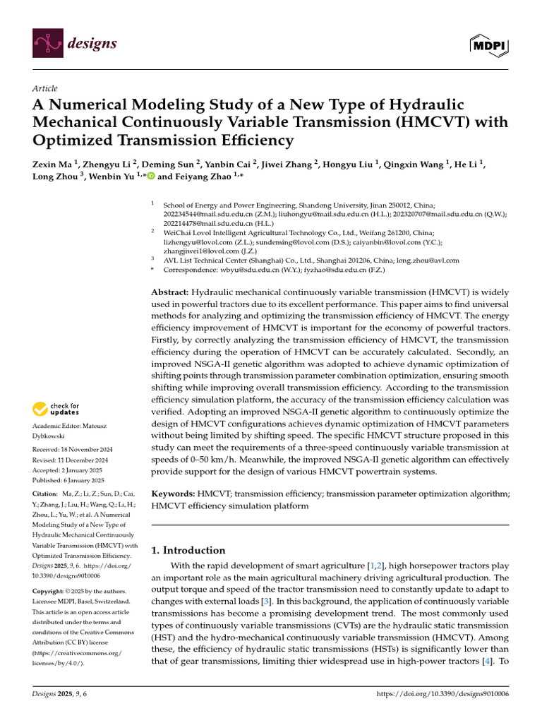 A Numerical Modeling Study of a New Type of Hydraulic Mechanical ...