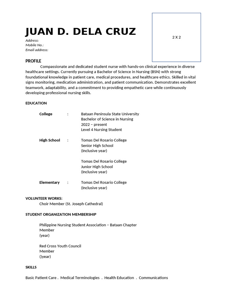 Sample CV Template For Students 1 | PDF