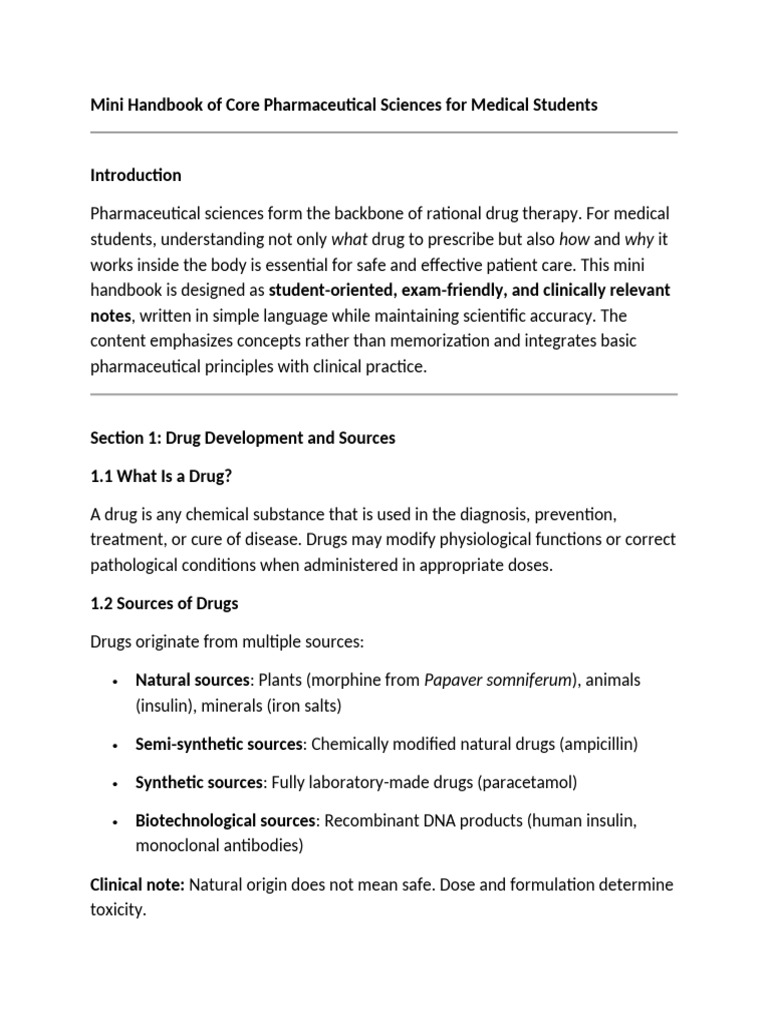 Mini Handbook of Core Pharmaceutical Sciences For Medical Students ...