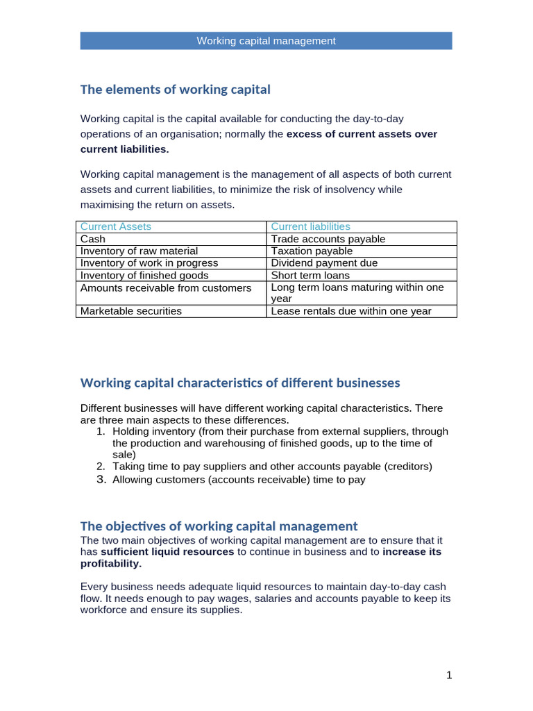 (Lecture 12) - Working Capital | PDF | Working Capital | Inventory