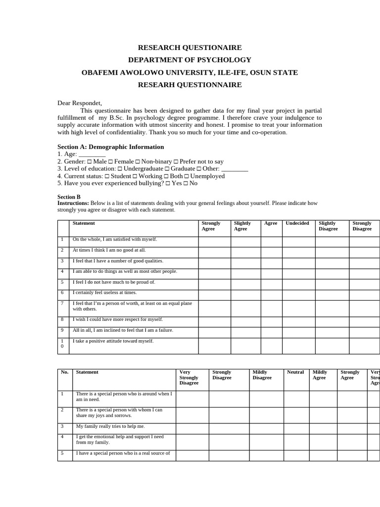 Edited Simi Questionnaire | PDF | Behavioural Sciences | Social Psychology