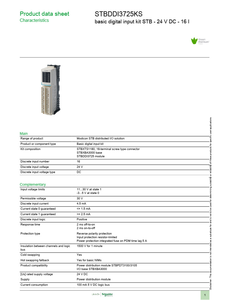Modicon STB Stbddi3725ks | PDF