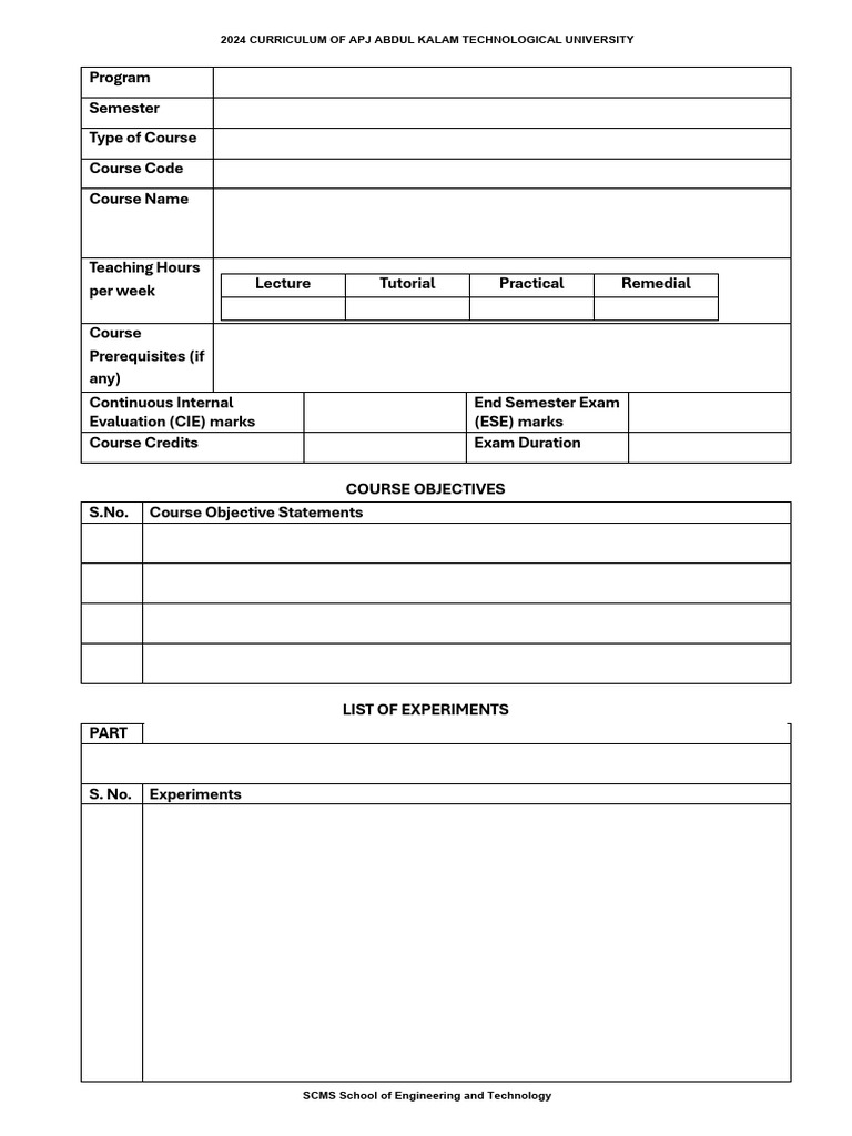 00c Cis for Lab Course Blank Form | PDF | Experiment | Thesis