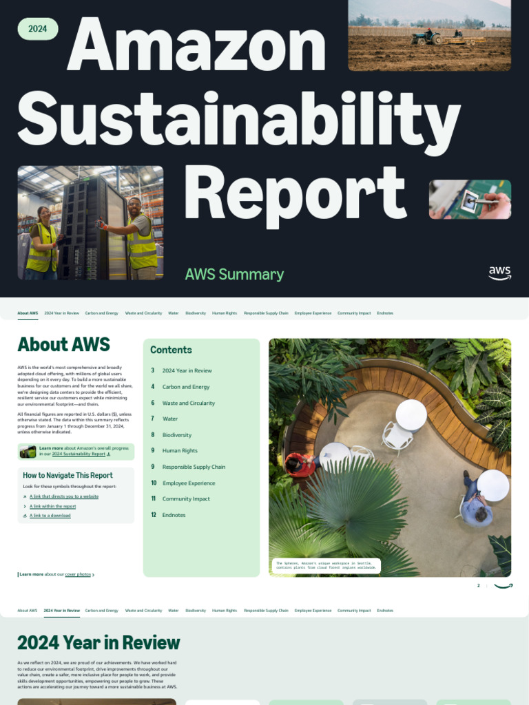 2024 Amazon Sustainability Report Aws Summary | PDF | Renewable Energy ...