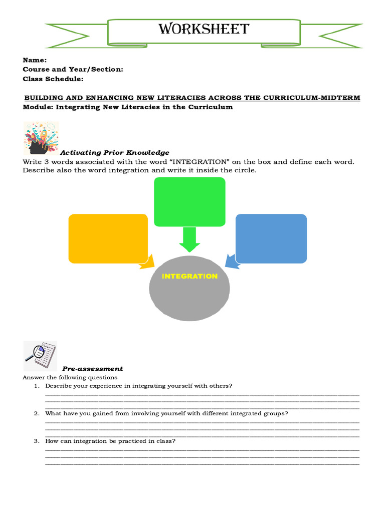 Module Worksheets (PRED 3102) | PDF | Reading Comprehension | Curriculum