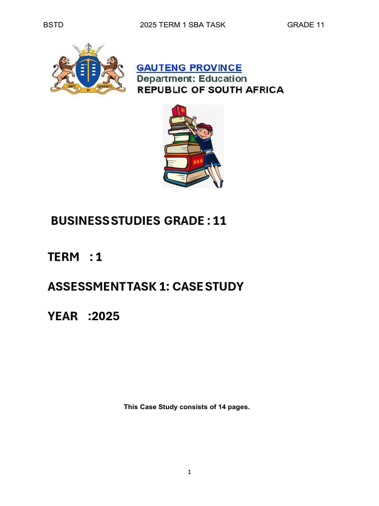2025 Business Studies GR 11 Term 1 Sba Task Case Study English | PDF ...