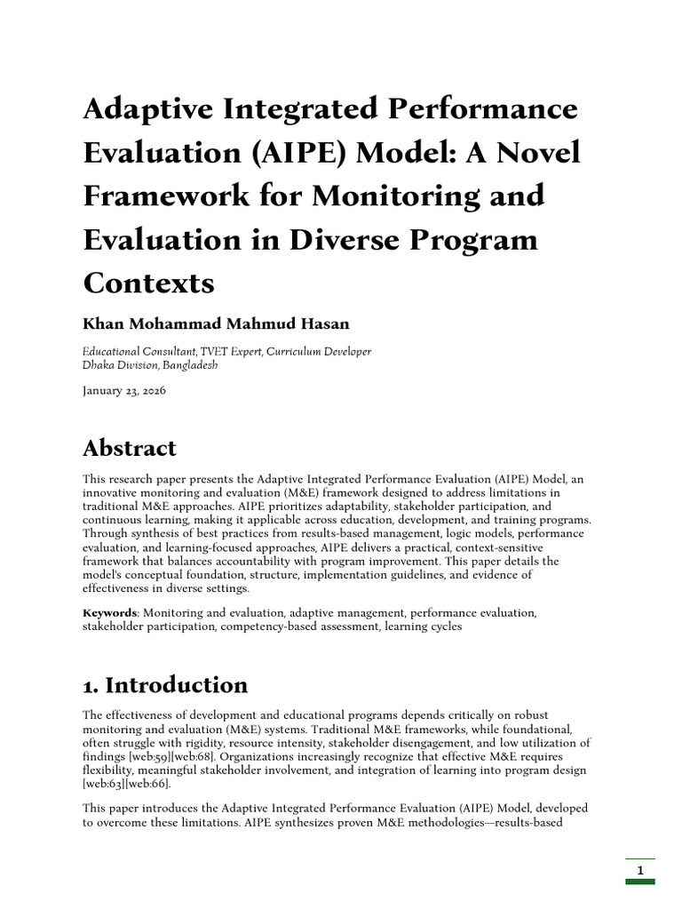 Adaptive Integrated Performance Evaluation | PDF | Evaluation ...