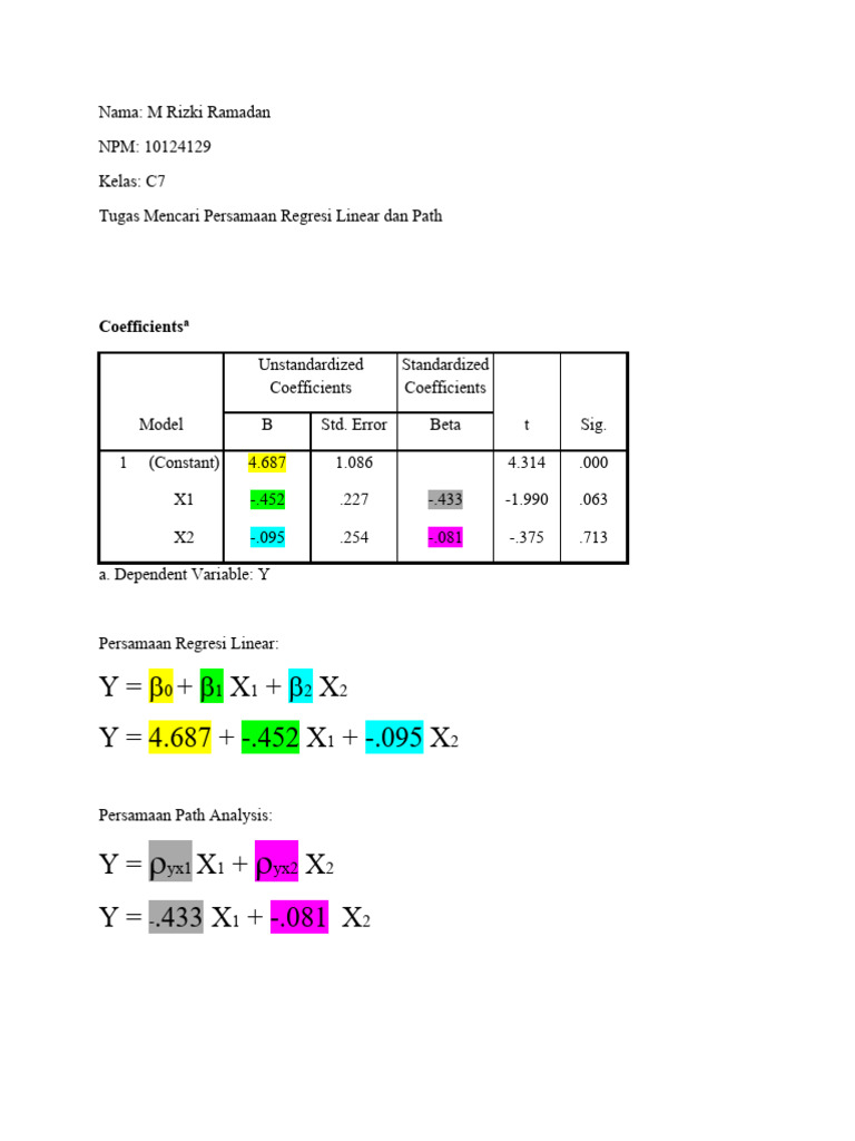 Statistik Persamaan Linear Dan Path | PDF