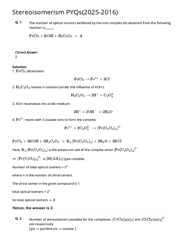 Stereoisomerism | PDF | Coordination Complex | Isomer
