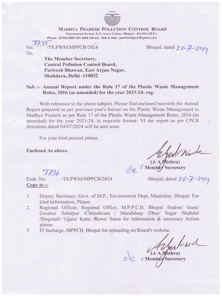 Letter-No-3735-36 dt25-7-24-PWM-Annual-report-23-24 | PDF | Amorphous ...