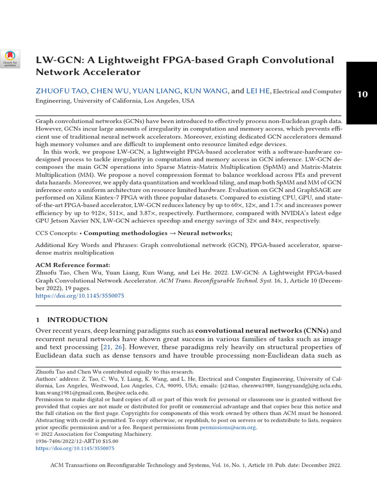 LW-GCN: A Lightweight FPGA-based Graph Convolutional Network ...