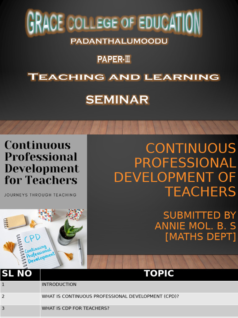 Continuous Professional Development of Teachers | PDF | Teachers | Learning