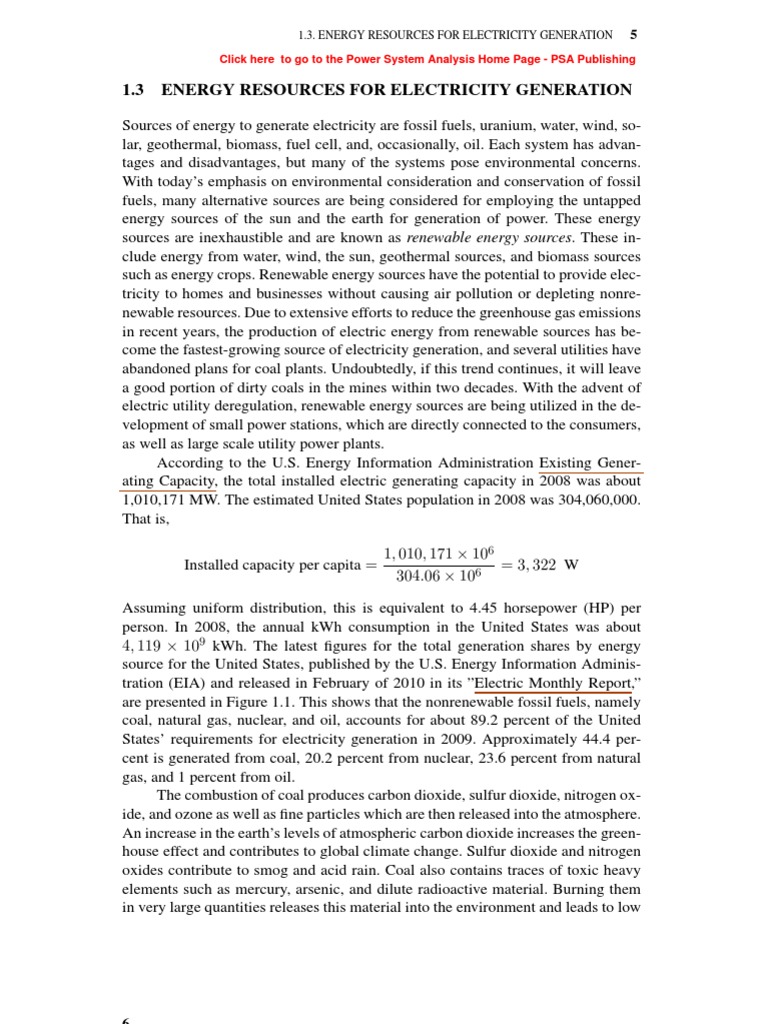 Energy Sources for Electricity Generation | PDF | Energy Development ...