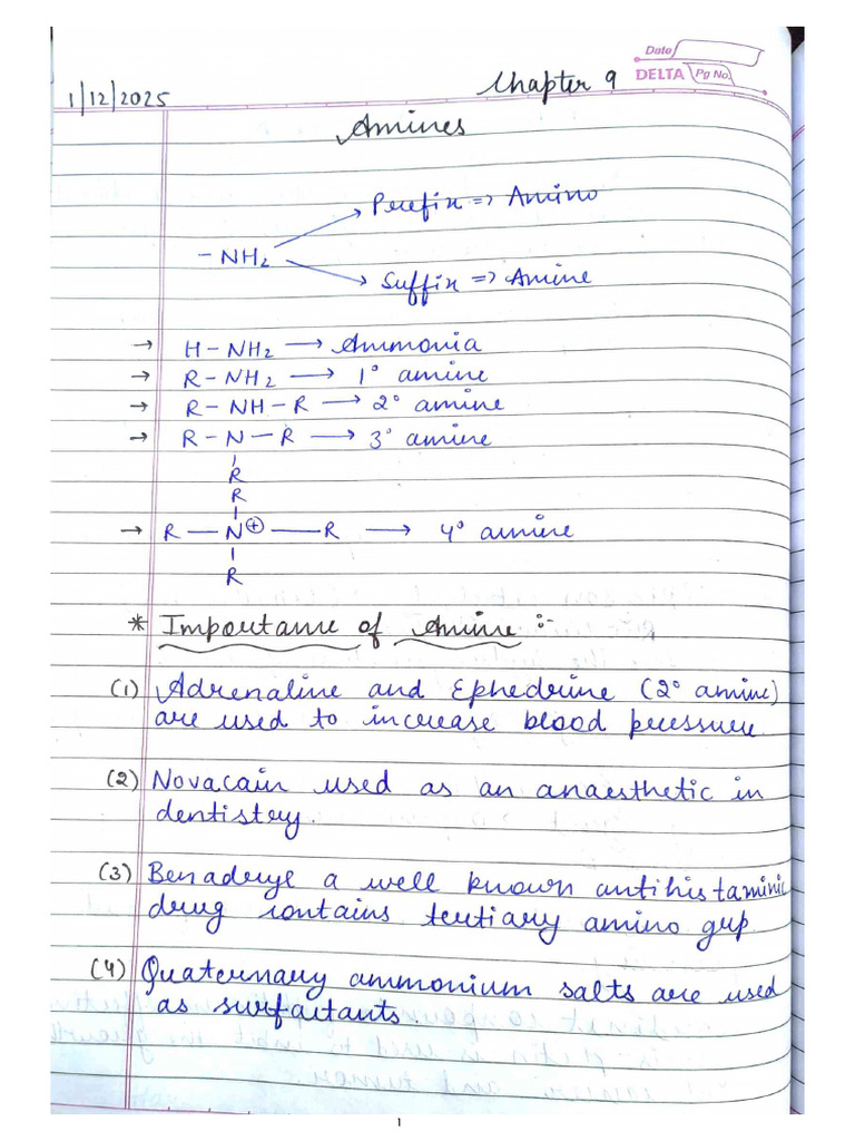 Amines Notes | PDF