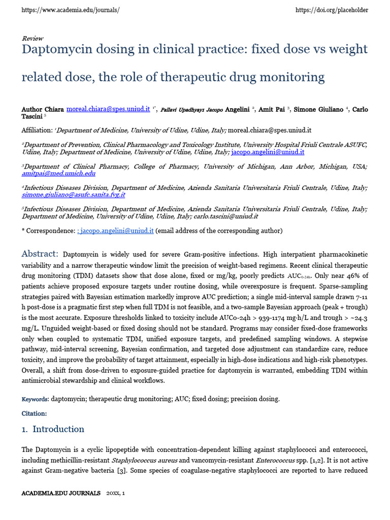 Daptomycin Dosing in Clinical Practice F | PDF | Methicillin Resistant ...