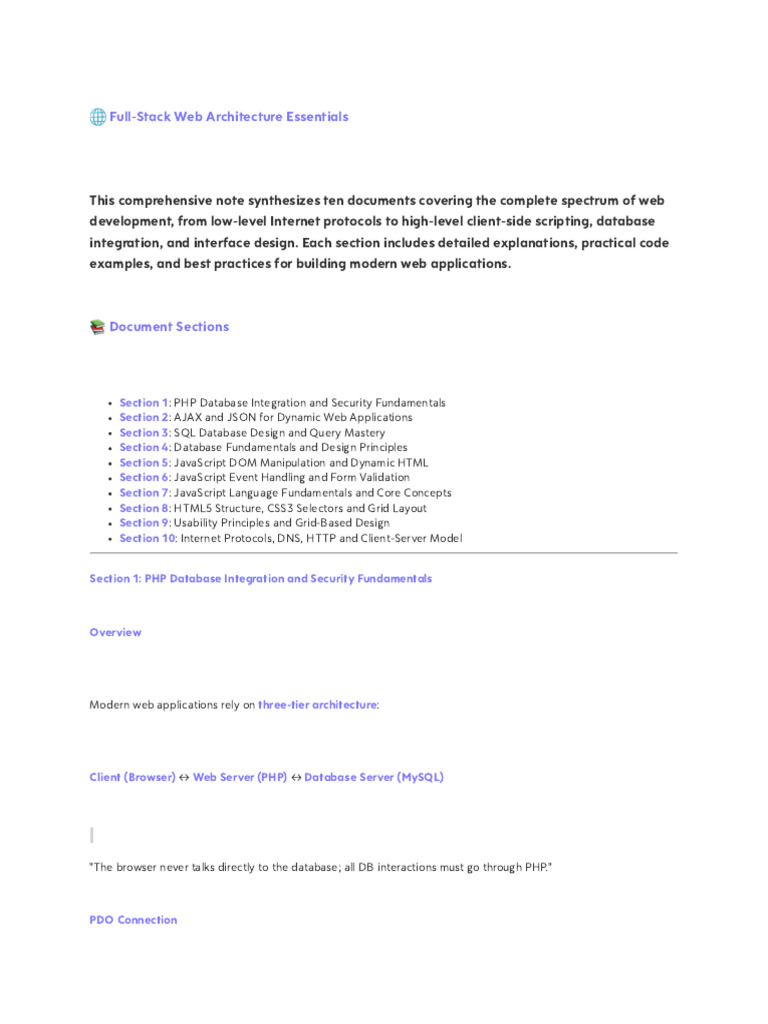Full Stack Web Architecture Essentials | PDF | Ajax (Programming ...