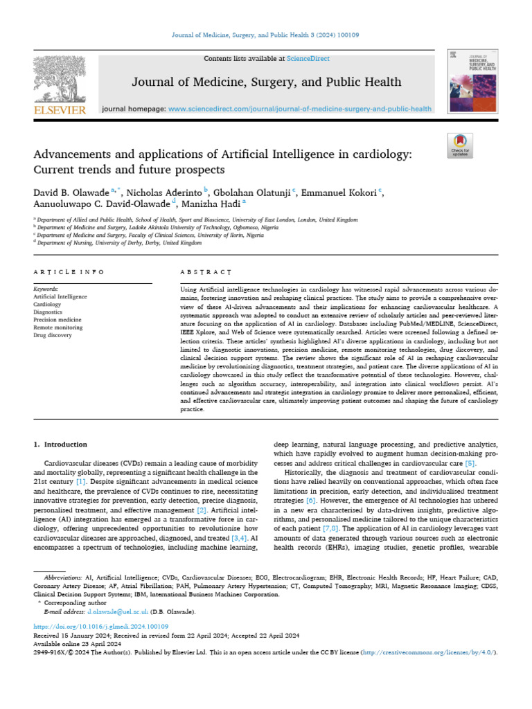 Advancements and Applications of Artificial Intel 2024 Journal of ...
