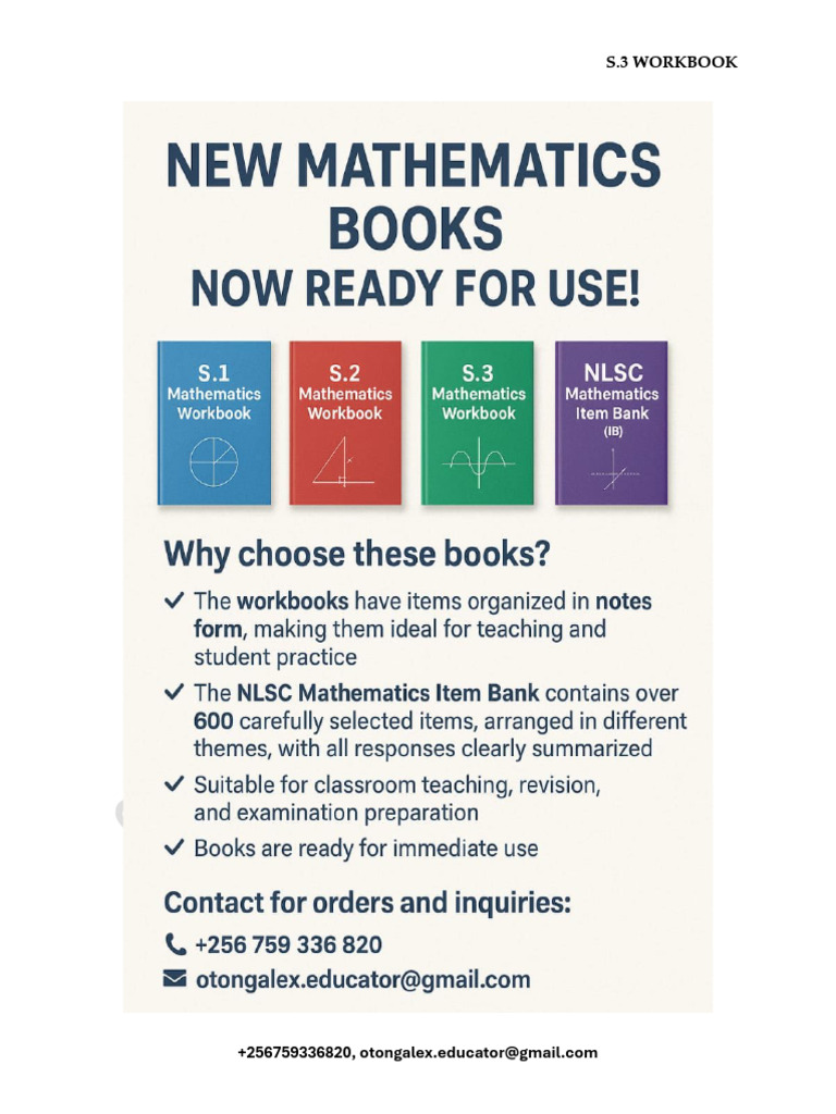 s.3 Workbook Mathematics Otong Alex | PDF | Area | Taxes