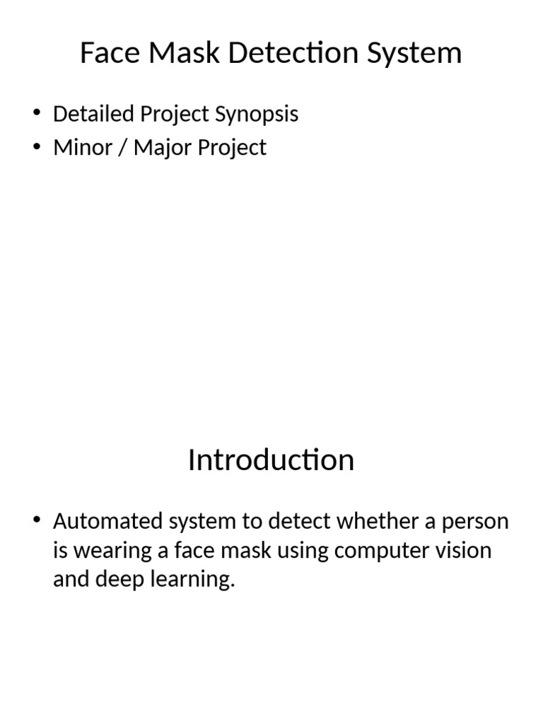 Face Mask Detection System Presentation | PDF
