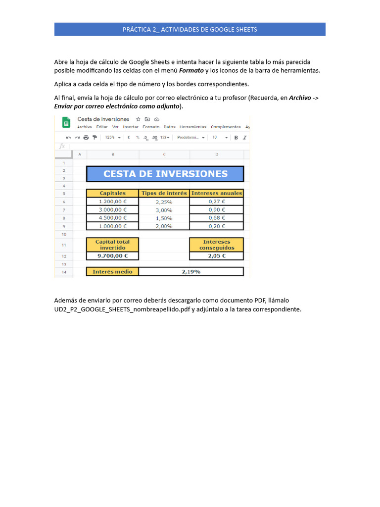 Práctica 2_ Google Sheets (1) | PDF