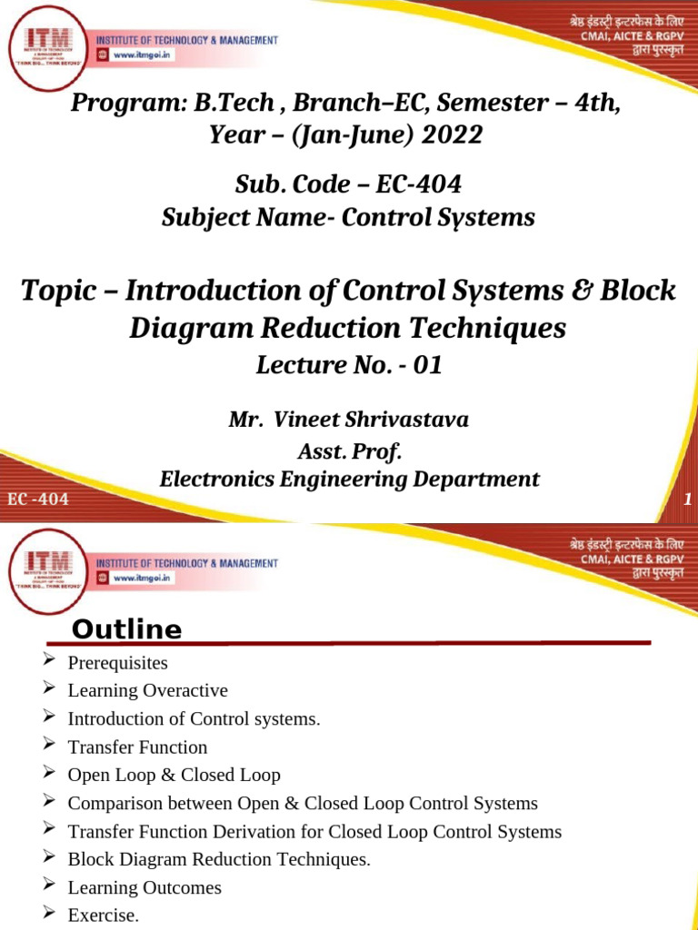 EC 404 Introduction of Control Systems | PDF | Control Theory ...