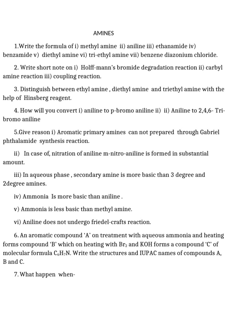 Worksheet Amines | PDF
