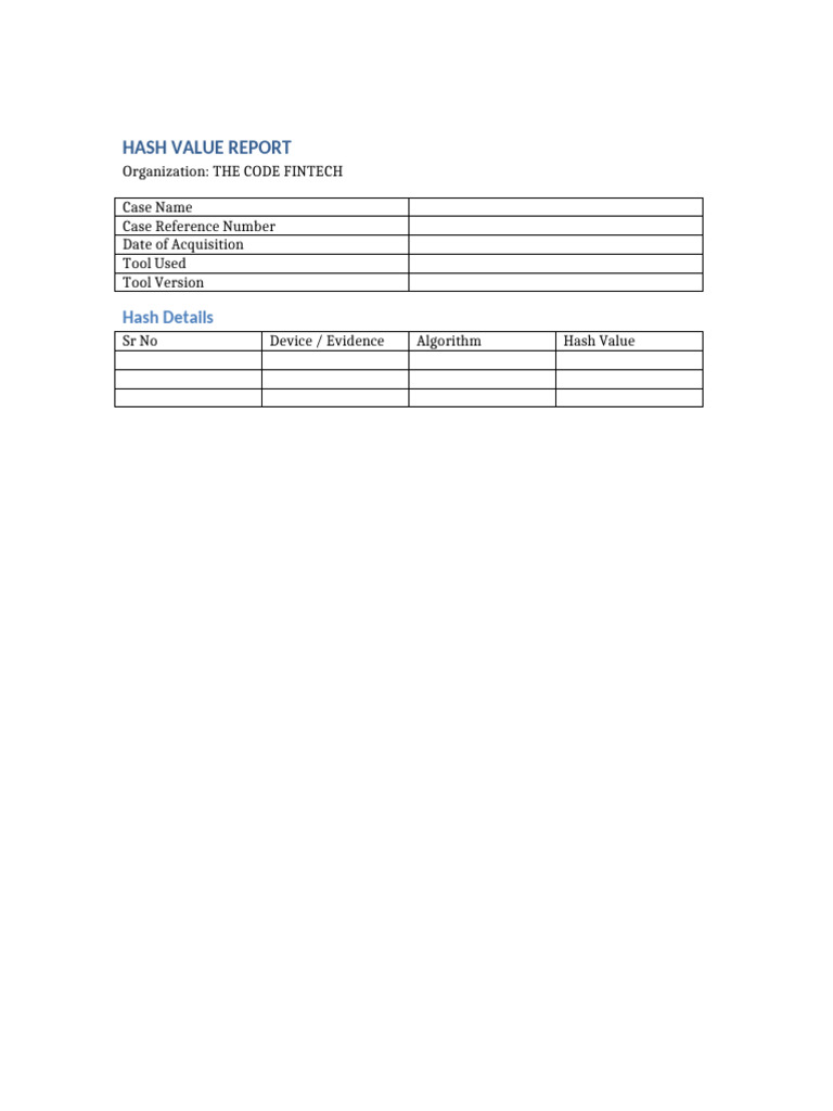 The Code Fintech Hash Report Table | PDF