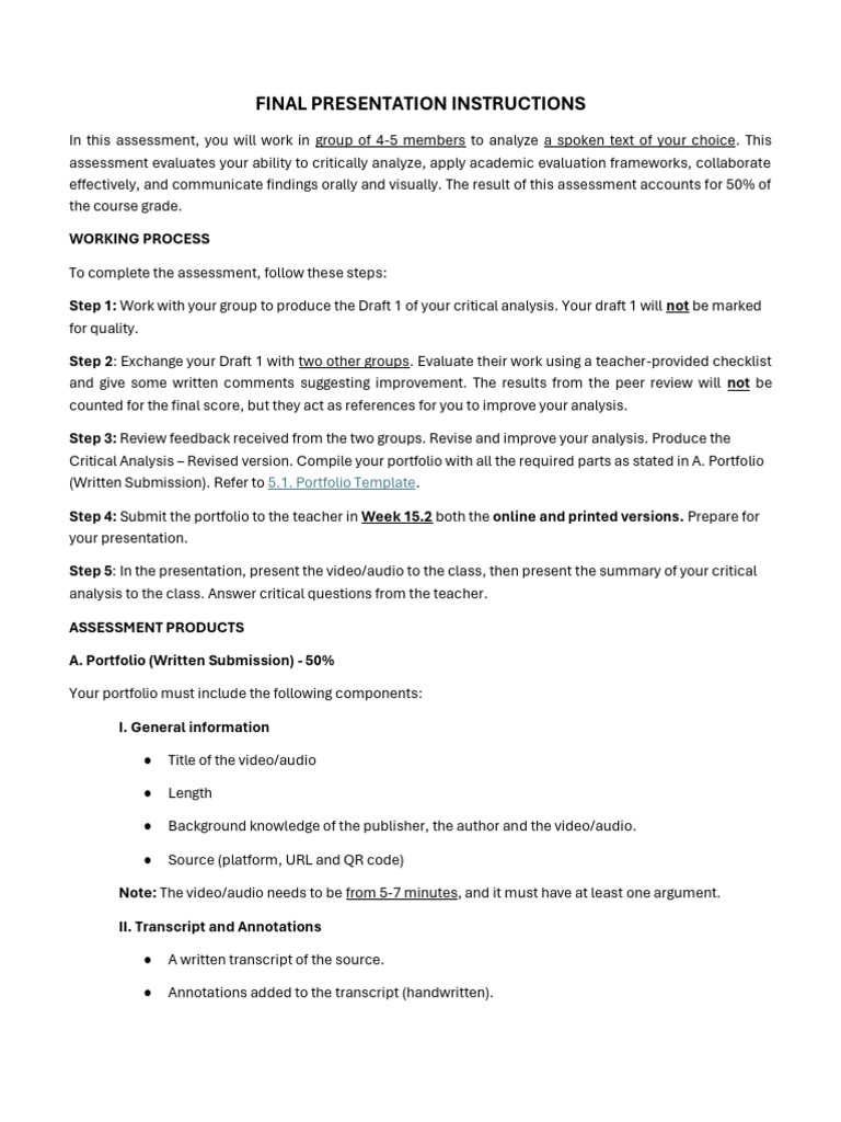 5.3. Final Presentation Instructions | PDF | Argument | Bias