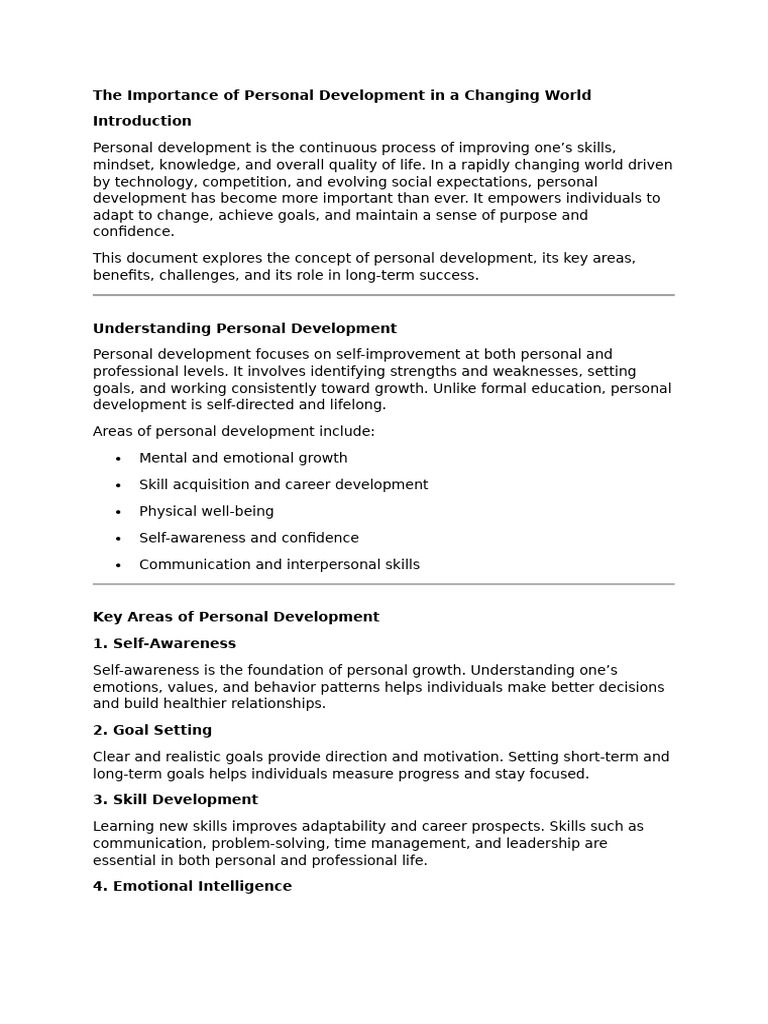 The Importance of Personal Development in A Changing World | PDF ...