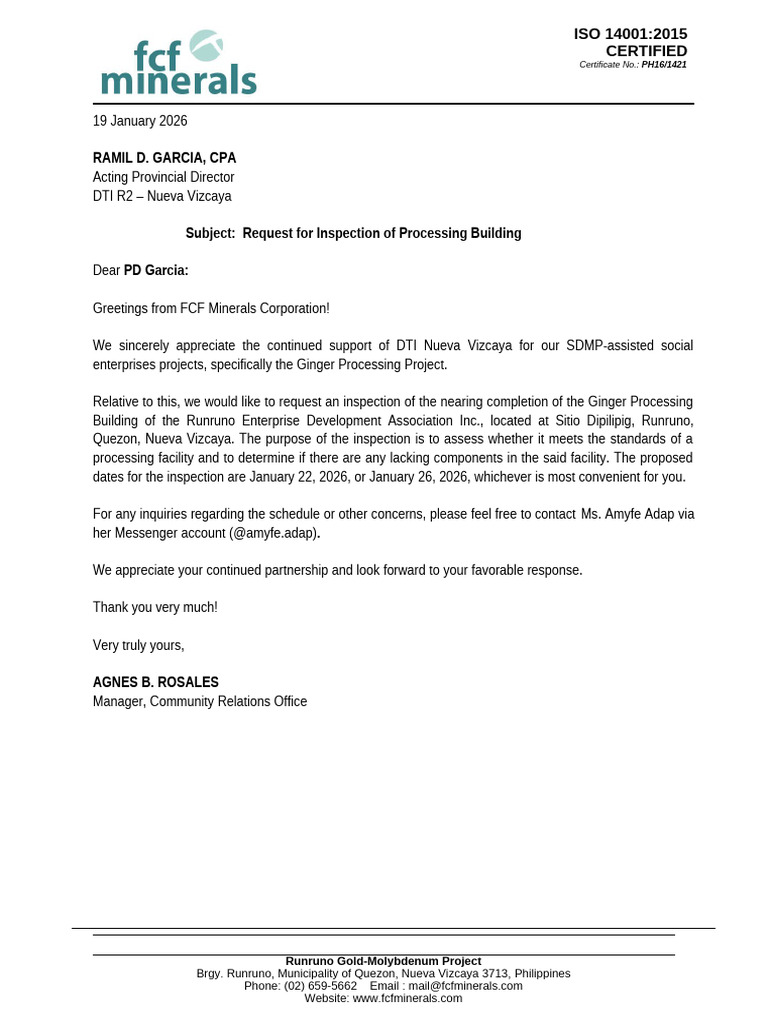 Request For Inspection - DTI | PDF