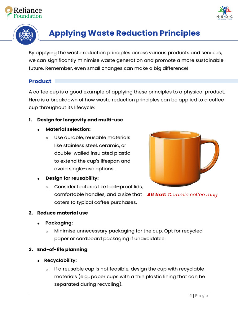 Applying Waste Reduction Principles | PDF | Reuse | Recycling