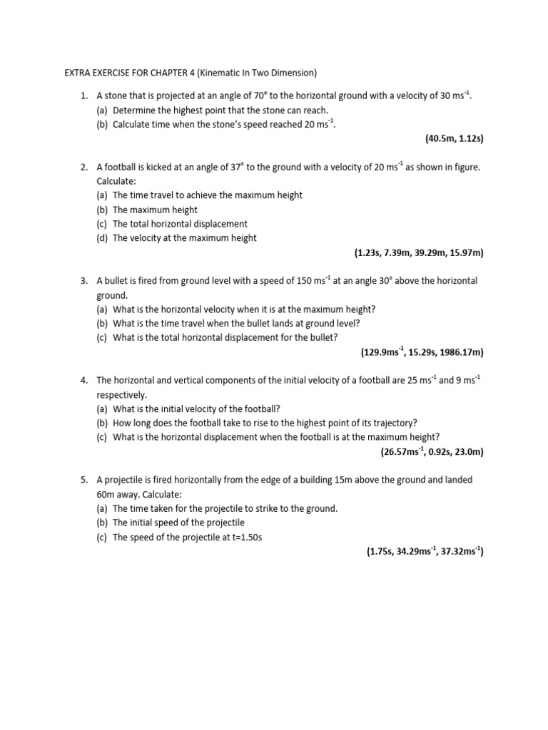 Extra Exercise for Chapter 4 | PDF | Classical Mechanics | Motion (Physics)