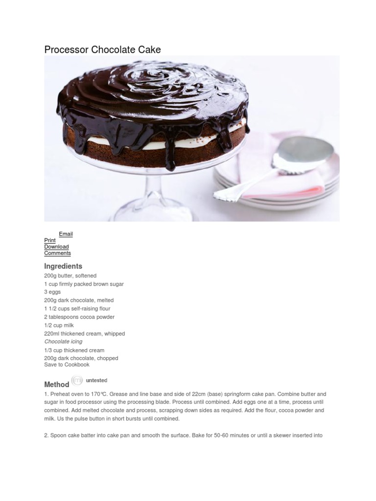 Processor Chocolate Cake Recipe | PDF | Cakes | Baking
