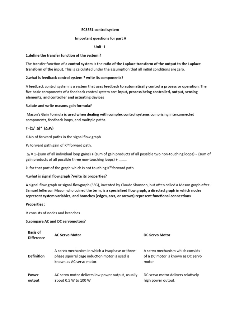 Exam EC3551-Control System Questions | PDF | Control Theory | Computer ...