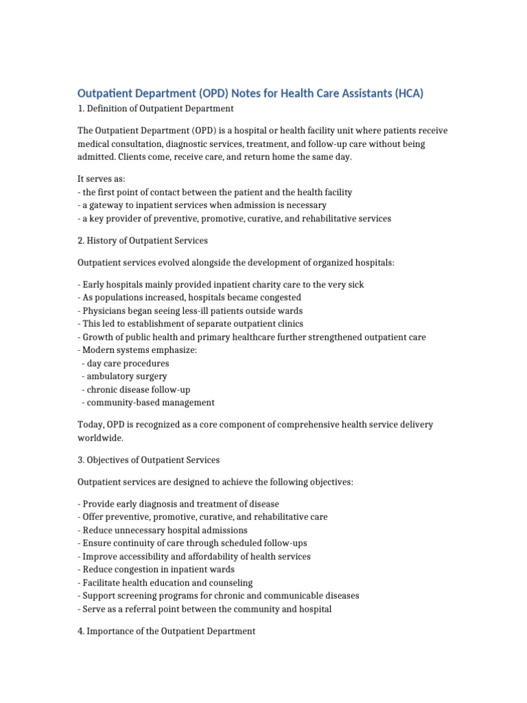 OPD Notes for HCA Comprehensive | PDF | Patient | Hospital