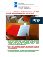 IU-XTF y la Plataforma Ciudadana contra este PGO solicitan la caducidad del PGO a la COTMAC