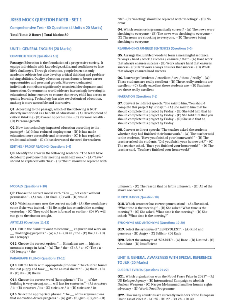JKSSB Mock Set1 | PDF | Microsoft Access | Computing