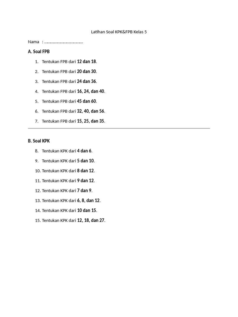 Latihan Soal KPK | PDF