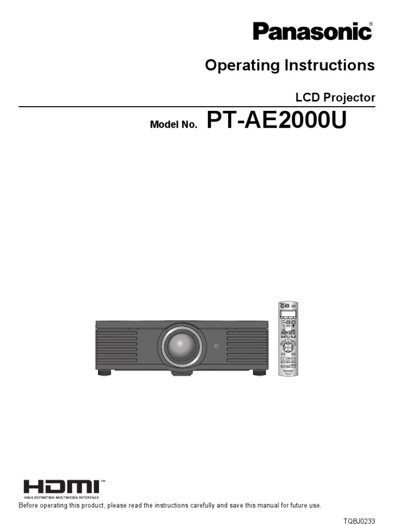 Panasonic PT-AE2000U LCD Projector Manual | Electrical Connector | Ac Power  Plugs And Sockets
