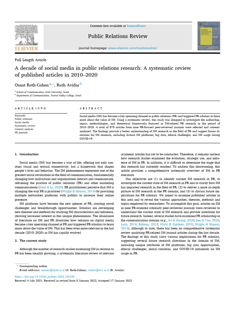 A Decade of Social Media in Public Relat | PDF | Qualitative Research ...