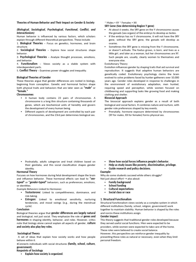 Theories of Human Behavior and Their Impact On Gen | PDF | Gender ...