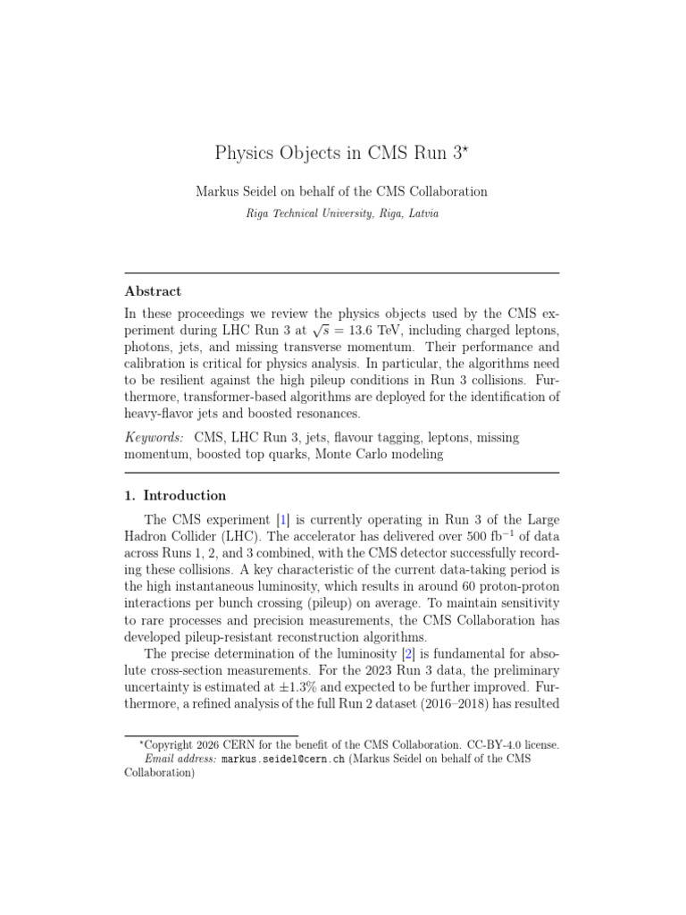Physics Objects in CMS Run 3 | PDF | Large Hadron Collider | Elementary ...