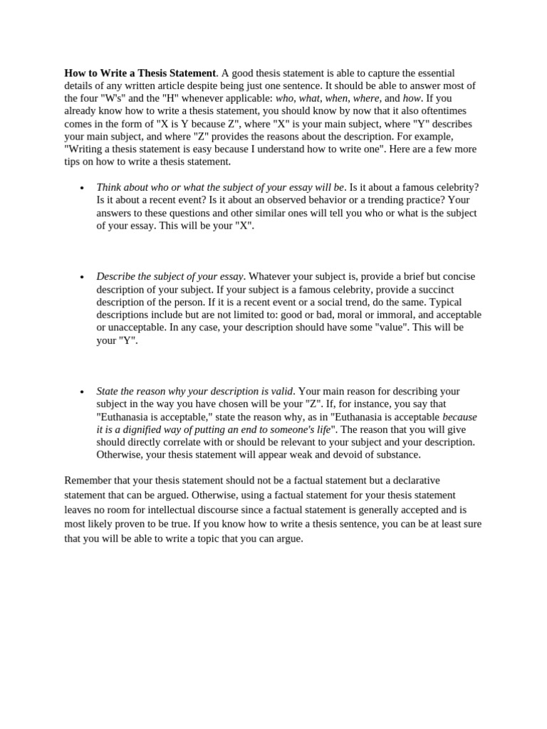 How To Write A Thesis Statement | PDF