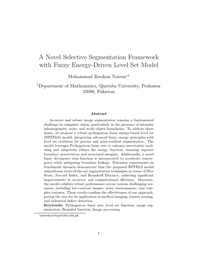 Selective Segmentation Model | PDF | Image Segmentation