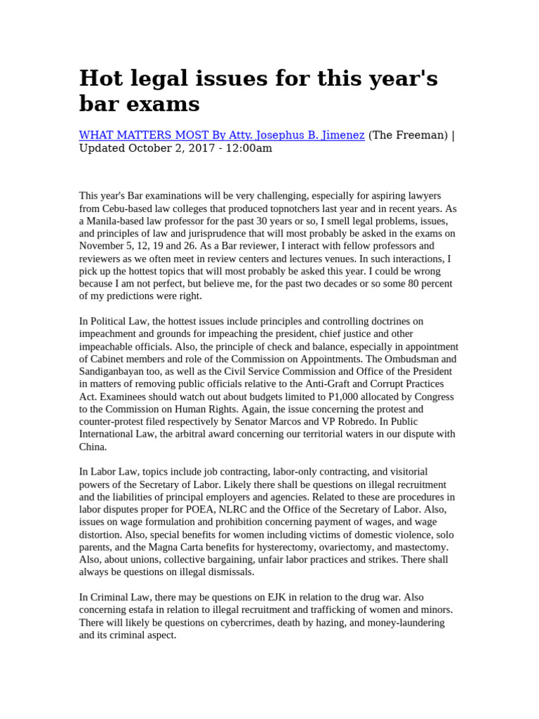 Hot Legal Issues For This Year | PDF | Strike Action | Justice