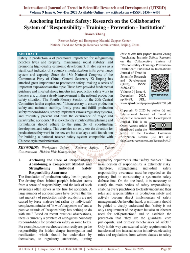Anchoring Intrinsic Safety Research On The Collaborative System of ...