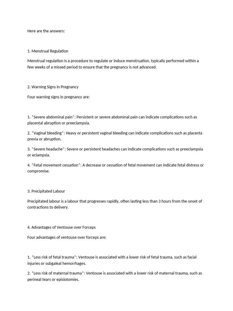 Obg 2 Marks | PDF | Childbirth | Pregnancy